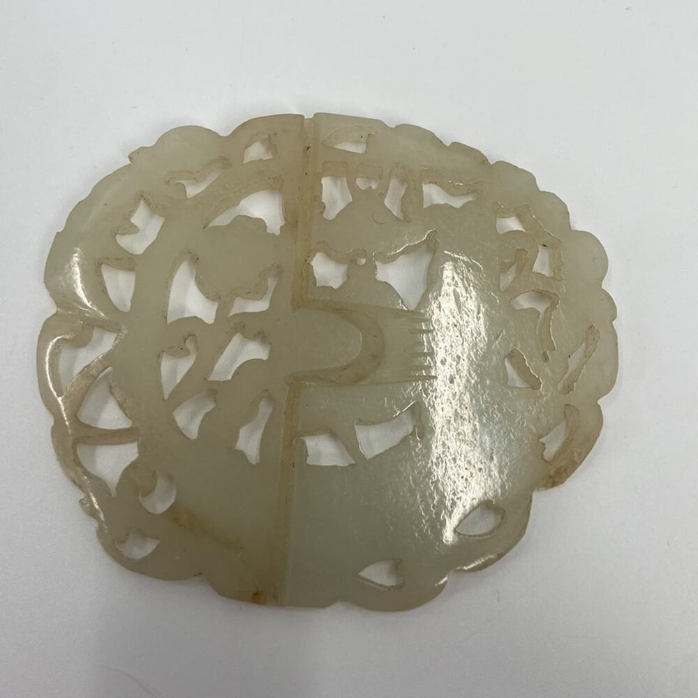 Antique Chinese hand carved Nephrite Jade Belt Buckle - Picture 3 of 9